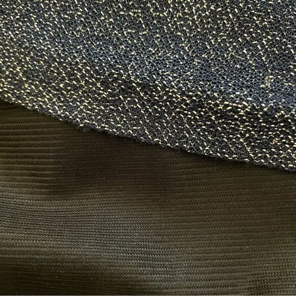 Vintage 1970s Sparkly Draped Mock Neck Maxi Dress Navy Blue - Picture 7 of 10